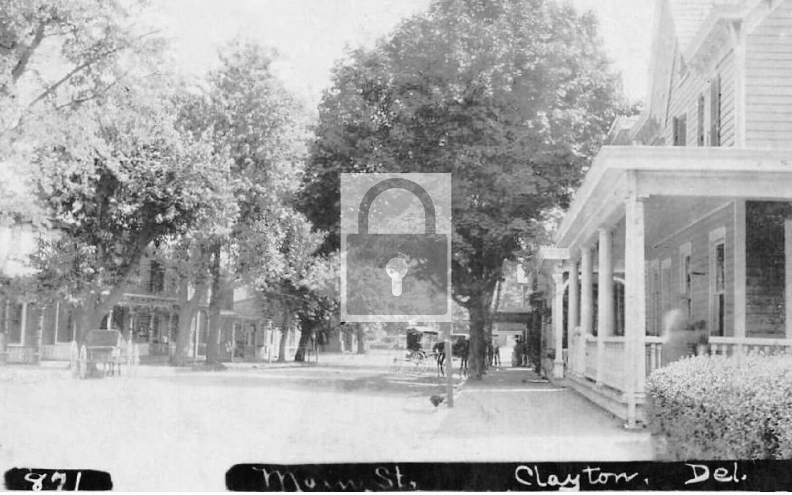 Main Street View Clayton Delaware DE Reprint Postcard