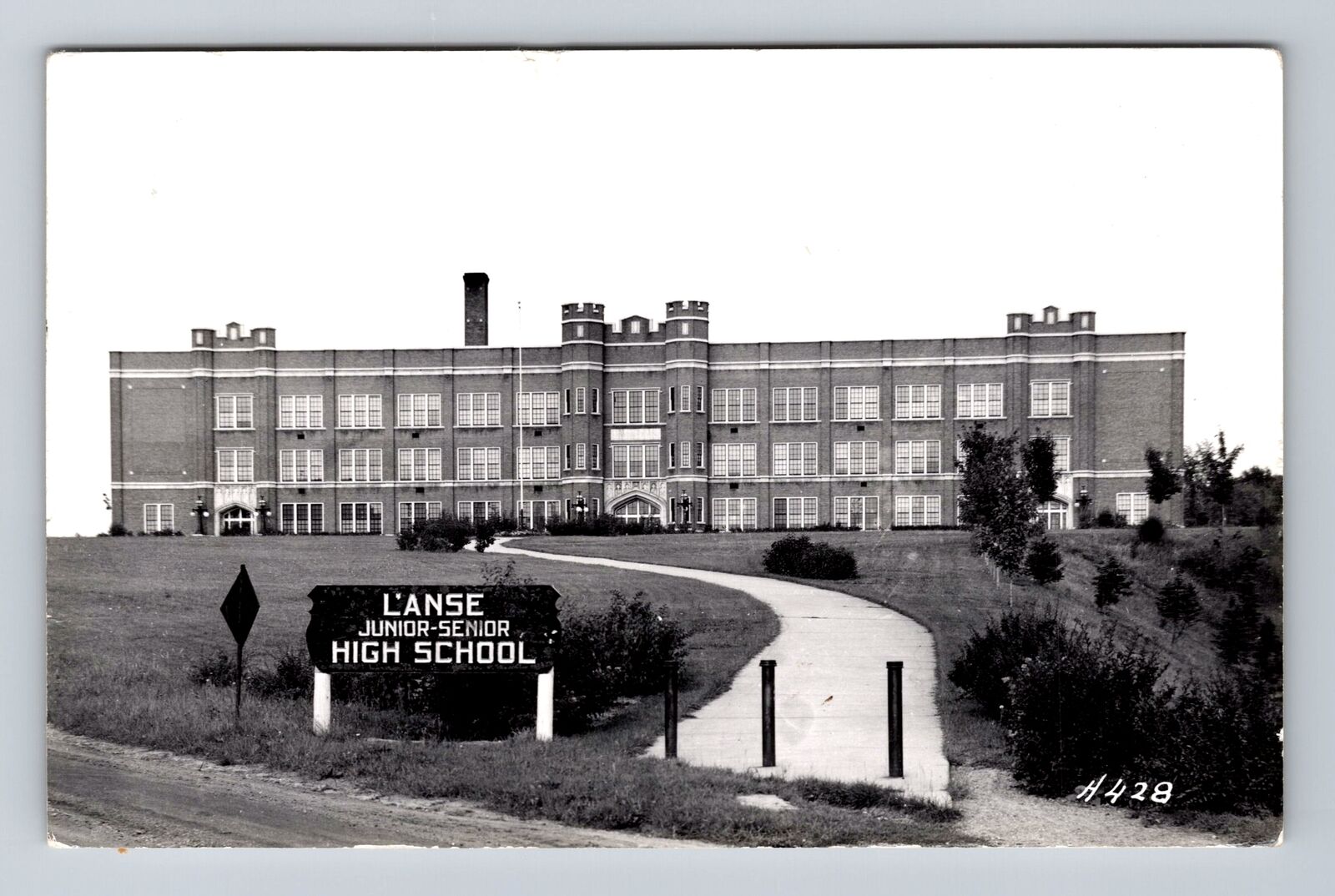 L'Anse MI-Michigan, RPPC L'Anse Junior Senior High School Vintage c1961 Postcard