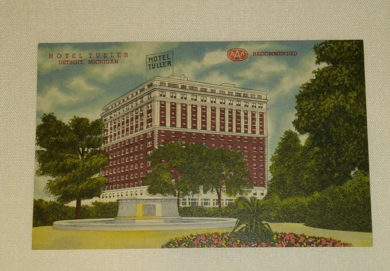 Detroit MI Hotel Tuller Vintage Michigan c1927 AAA Postcard