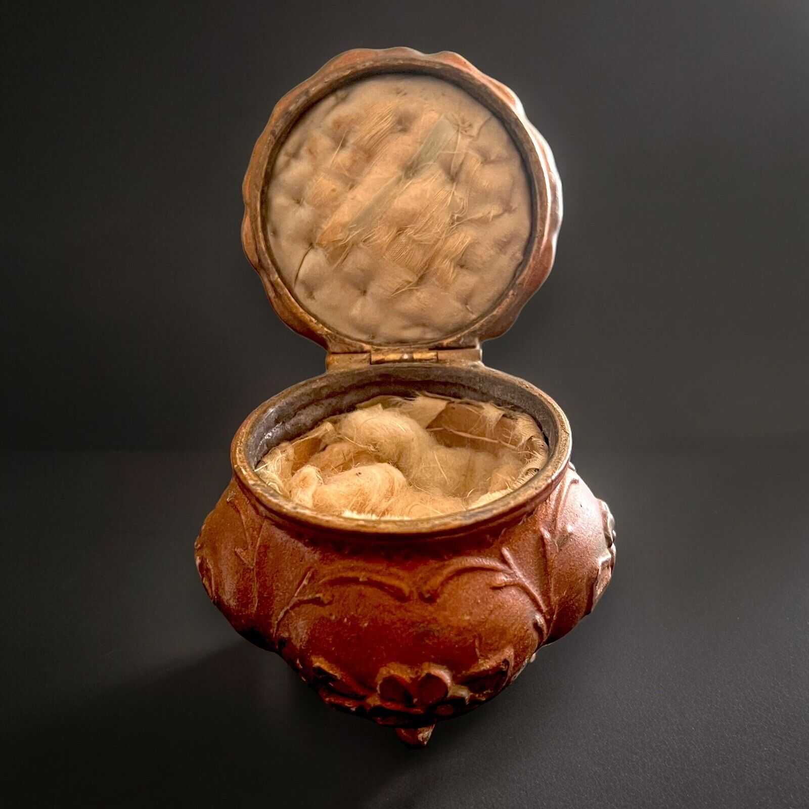 Victorian Art Nouveau Bronze Copper Ormolu Footed Jewelry Casket Trinket Box