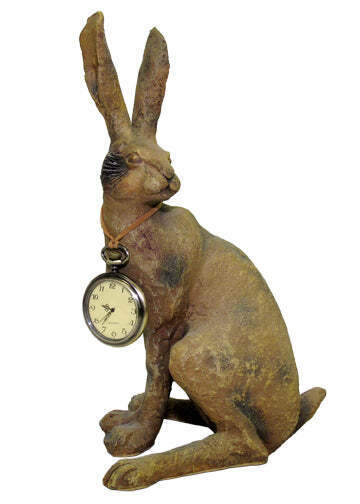 Rabbit with Clock Desk Accessory, Set of 2 - Delamere Design