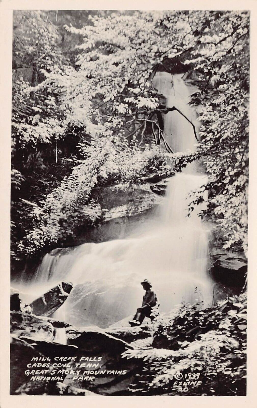 RPPC Cades Cove TN Tennessee Mill Creek Waterfalls Falls Photo Vtg Postcard U2