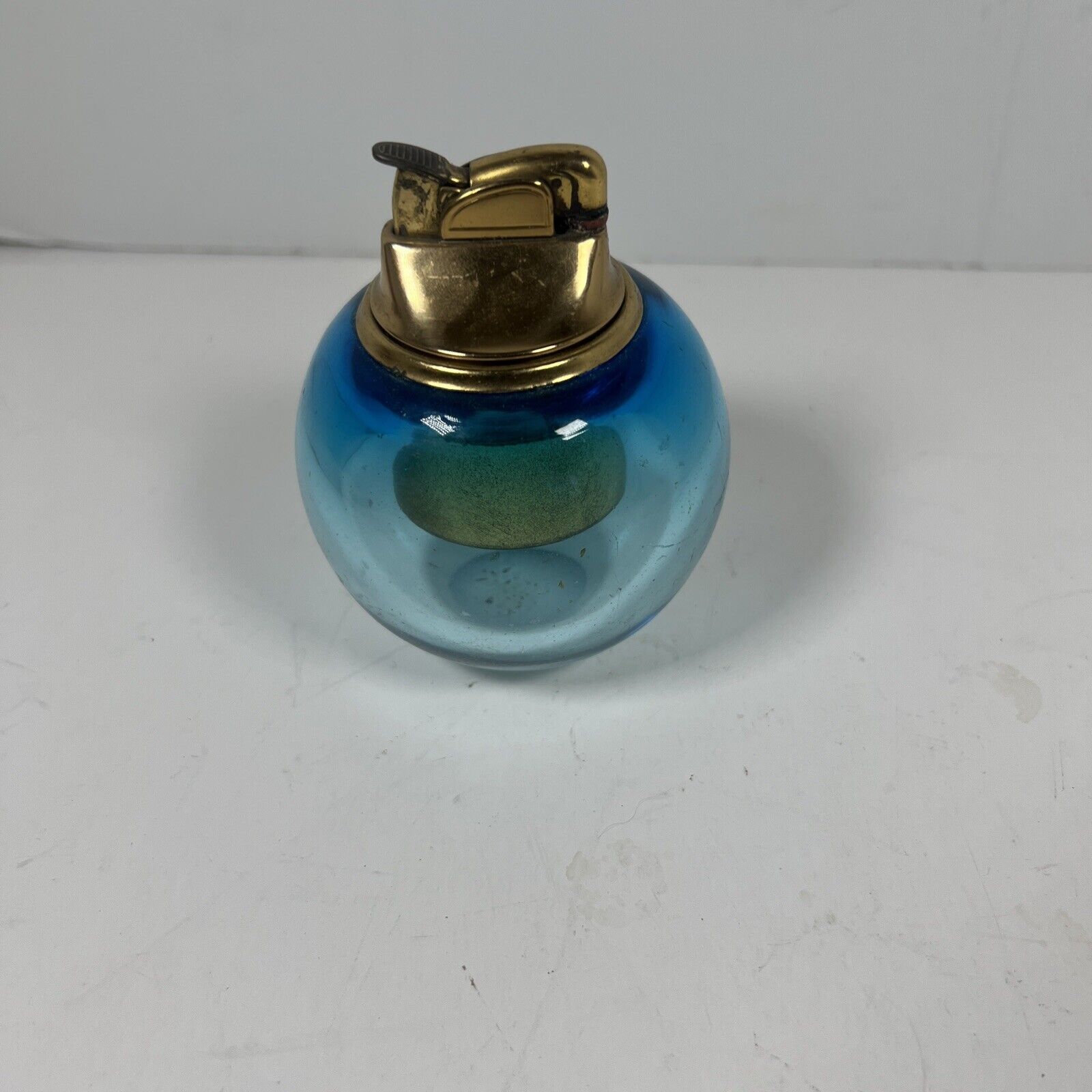 Vintage Mid-Century Sky Blue Murano Glass  Evans Table Lighter