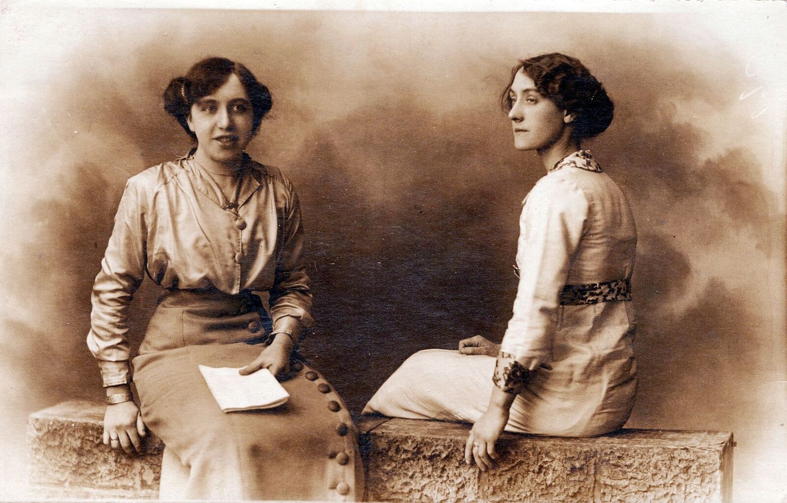 Two Seated Women Real Photo Postcard rppc