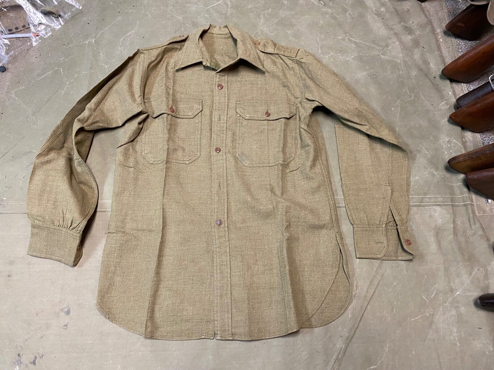 ORIGINAL WWII US ARMY M1937 M37 OFFICER WOOL COMBAT FIELD SHIRT-LARGE/XLARGE 46R