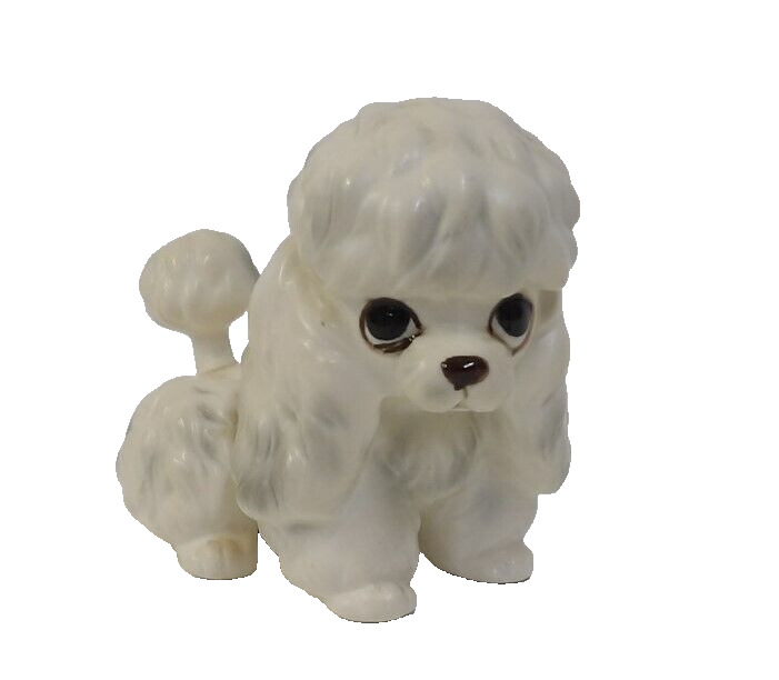Vintage Norcrest Big-Eyed White Poodle Figurine Japan