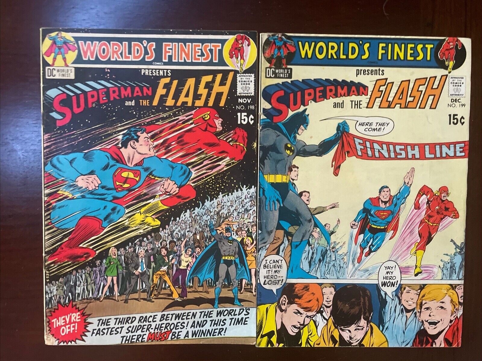 DC COMICS WORLD'S FINEST # 198-199 1970 SUPERMAN FLASH RACE KEY COMIC BOOK NICE