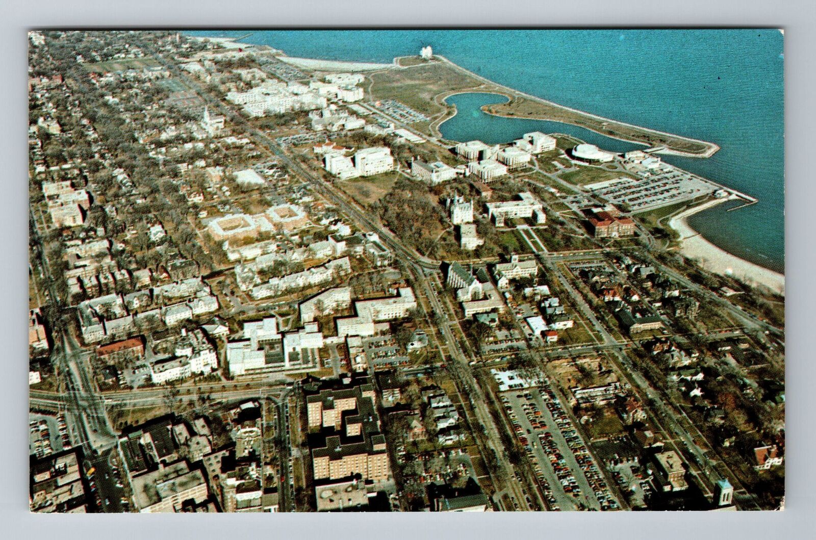 Evanston IL-Illinois, Evanston Campus, Aerial University, Vintage Postcard