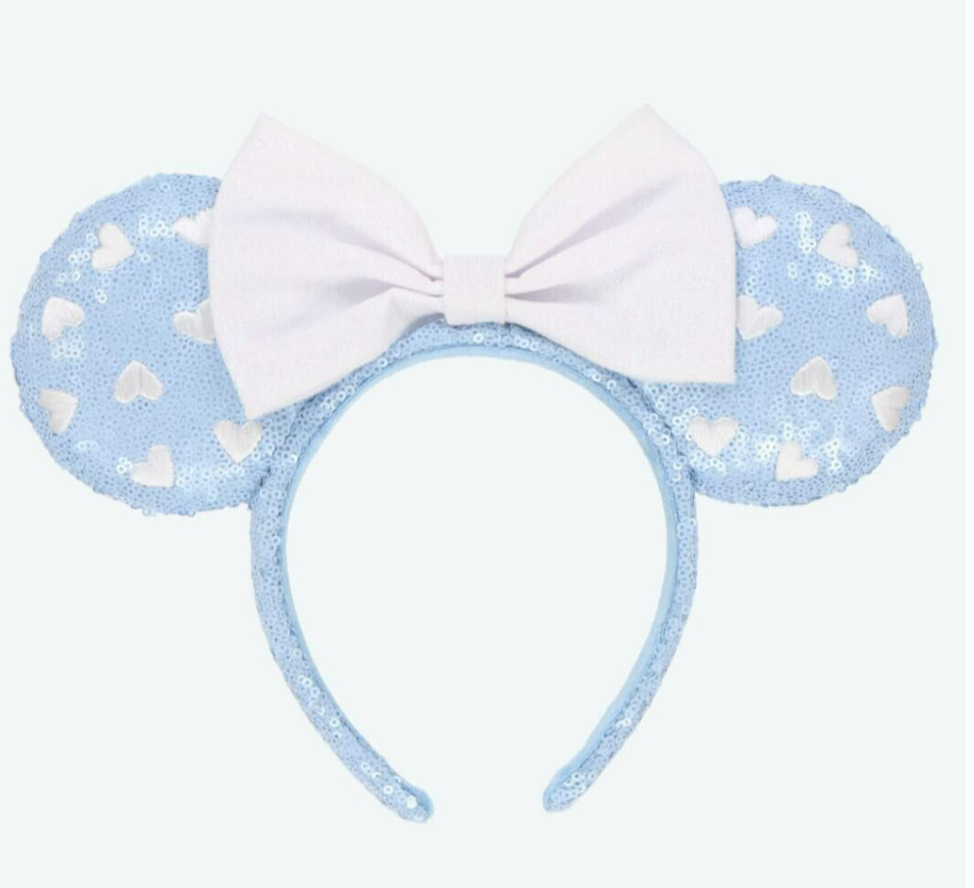 Tokyo Disney 2024 NAKAYOSHI CLUB Minnie ears Headband Light Blue Heart