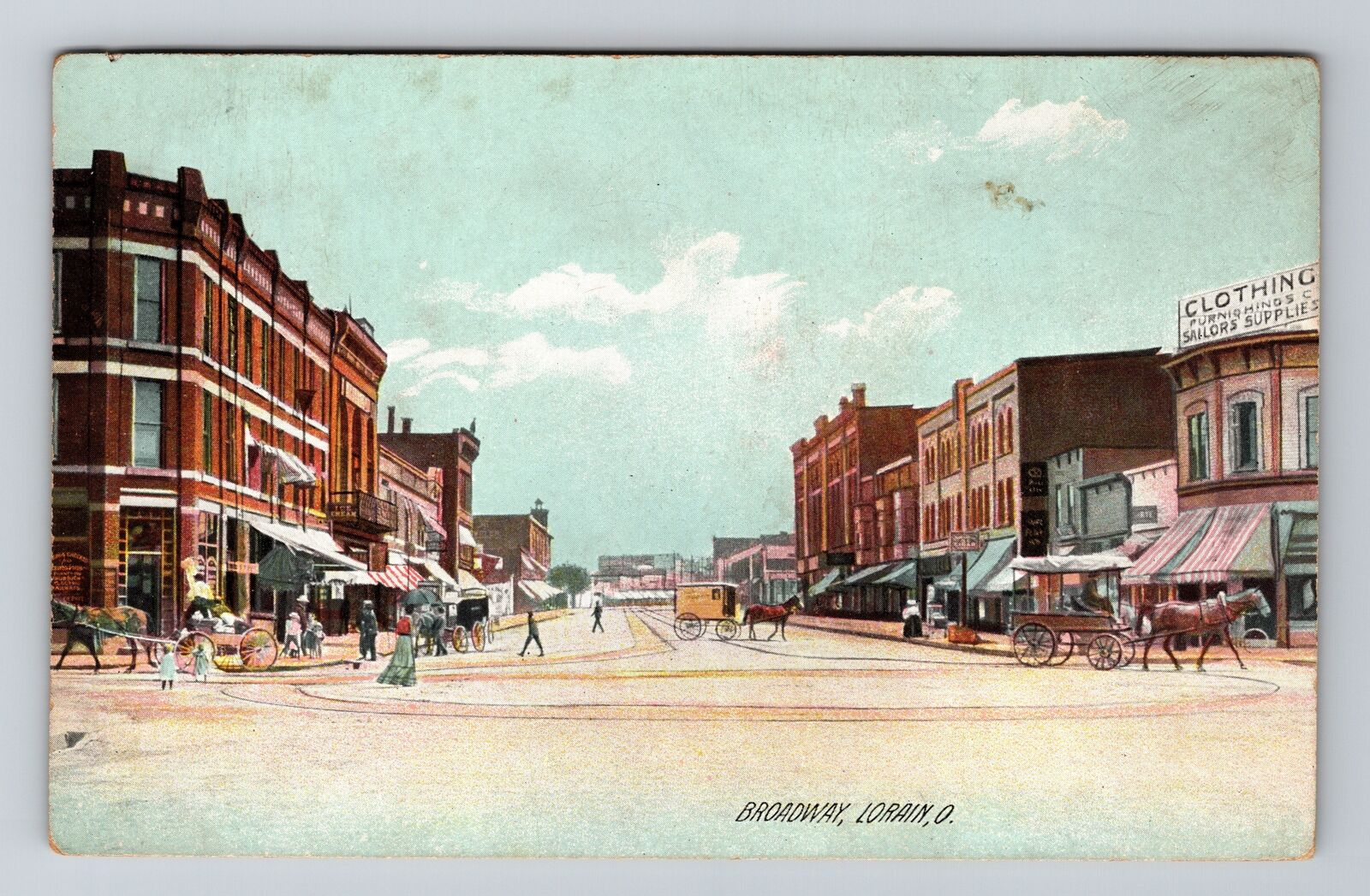 Lorain OH-Ohio, Broadway Storefronts, Vintage Postcard