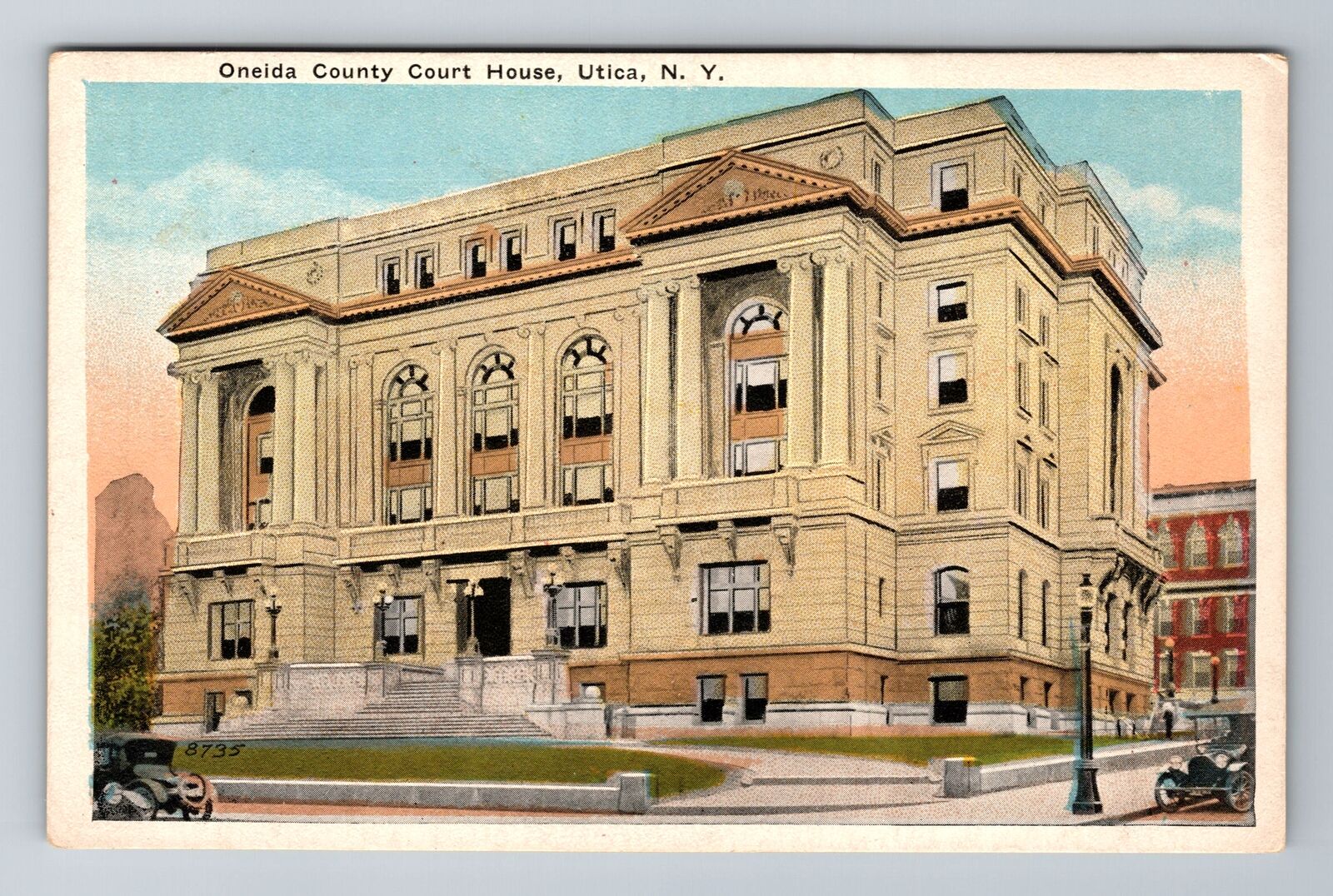 Utica NY-New York, Oneida County Court House, Antique, Vintage Souvenir Postcard