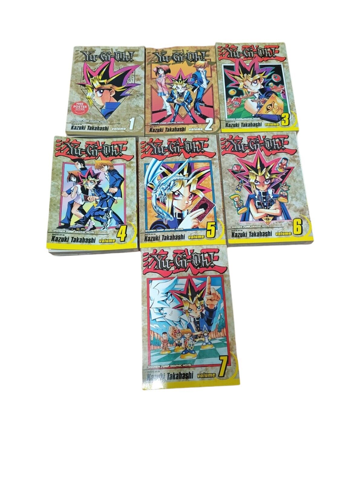 YU-GI-OH VOLUMES 1-7 Kazuki Takahashi Shonen Jump Manga English Anime Rare Lot