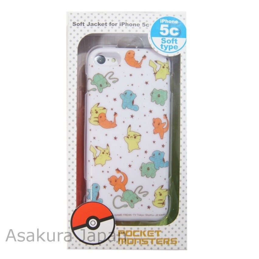 Pokemon iPhone 5c Soft Case Jacket Pattern Pikachu Charmander Bulbasaur Squirtle