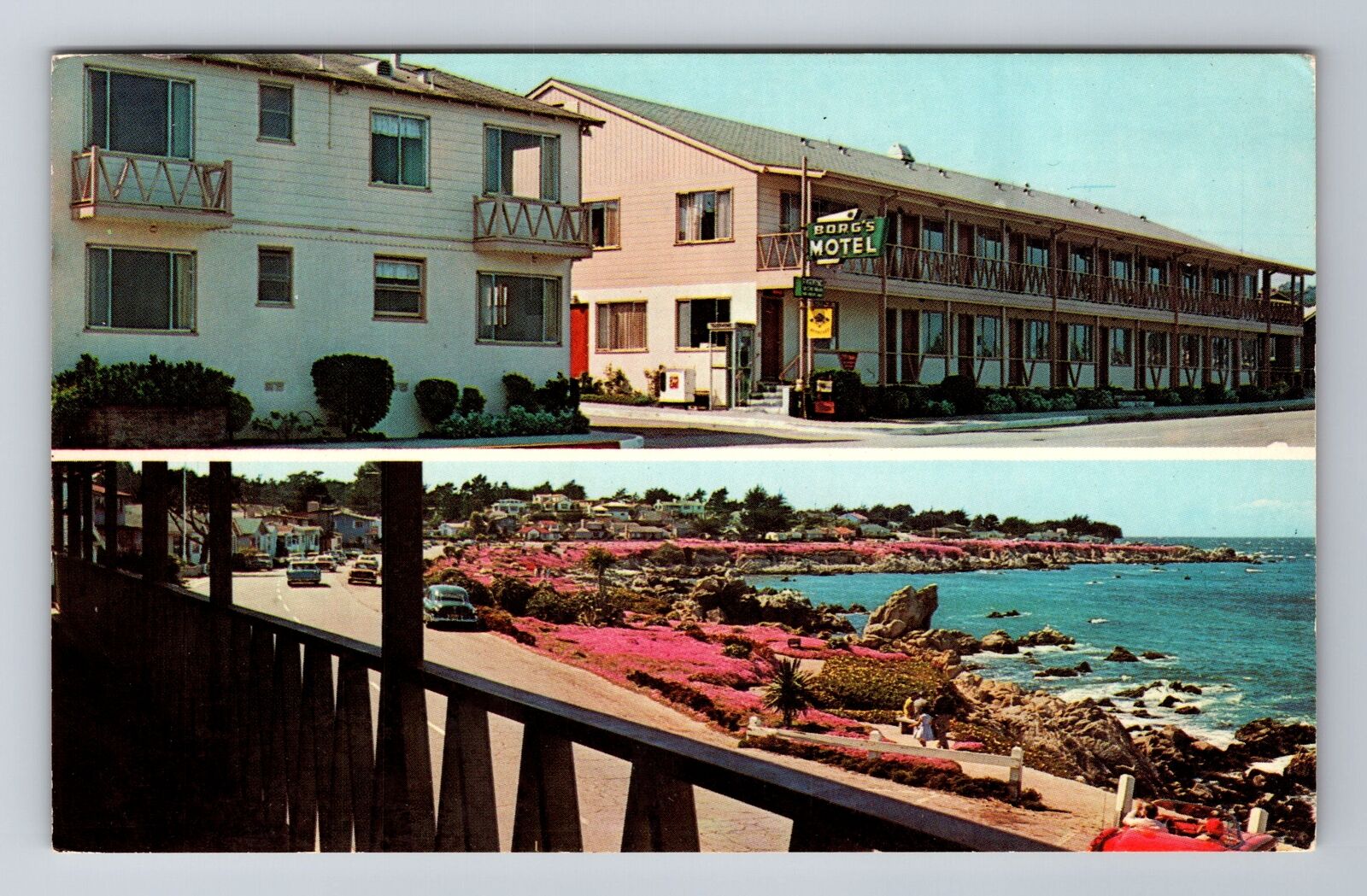 Pacific Grove CA-California, Borg\'s Ocean Front Motel, Vintage c1968 Postcard