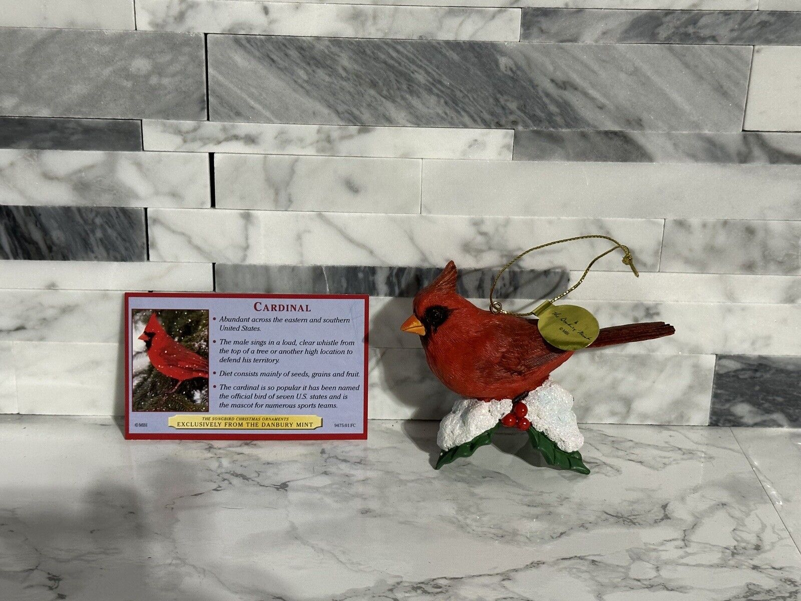 Danbury Mint Songbird Red Cardinal Christmas Ornament Annual Songbird Tree Decor
