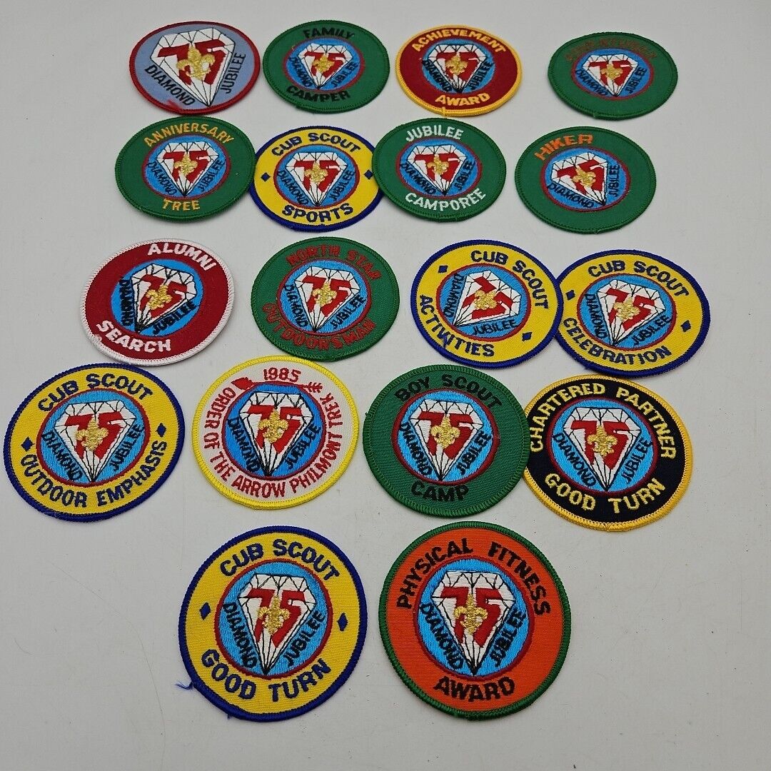 Lot Of 18 Vintage Boy Scouts Diamond Jubilee Patches