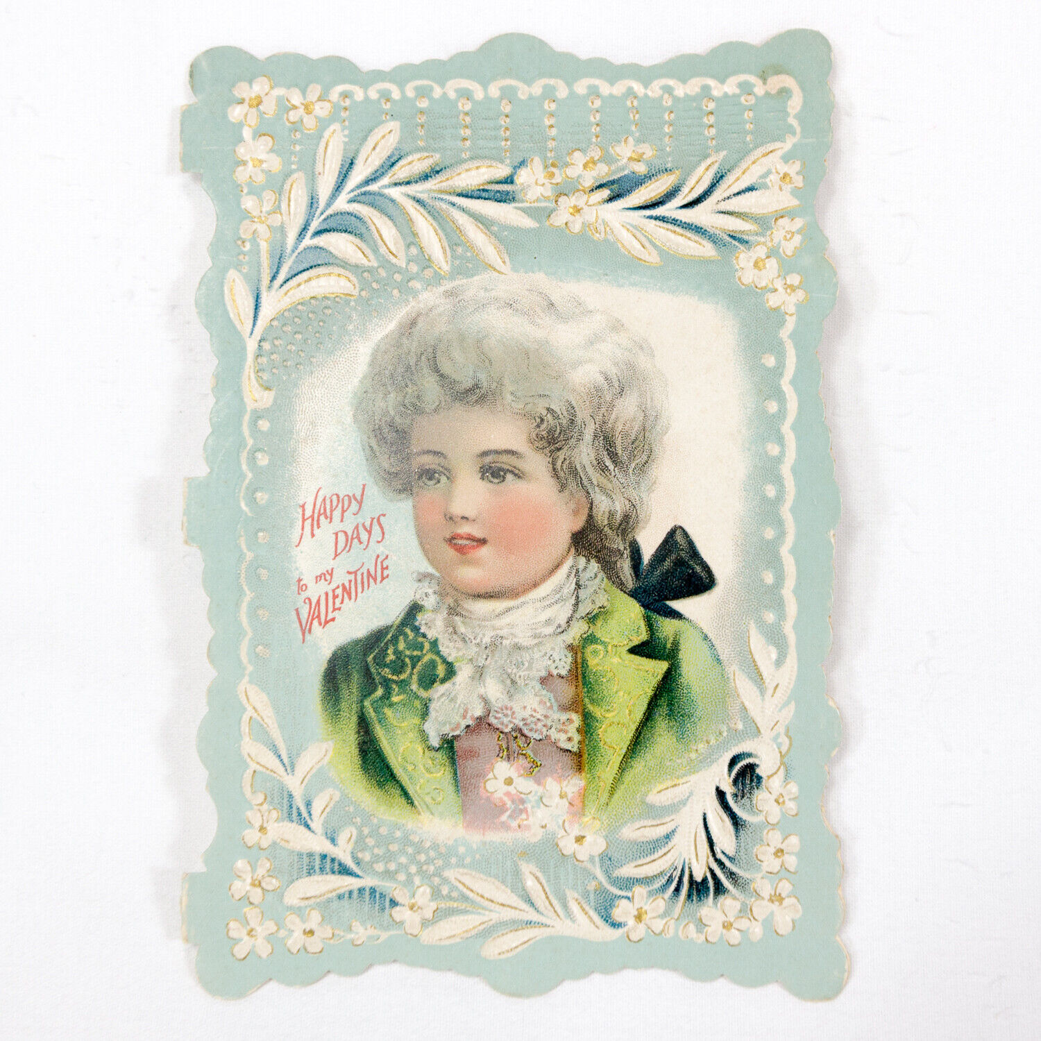 Antique Valentines Day Card Romantic Prince Embossed Die Cut
