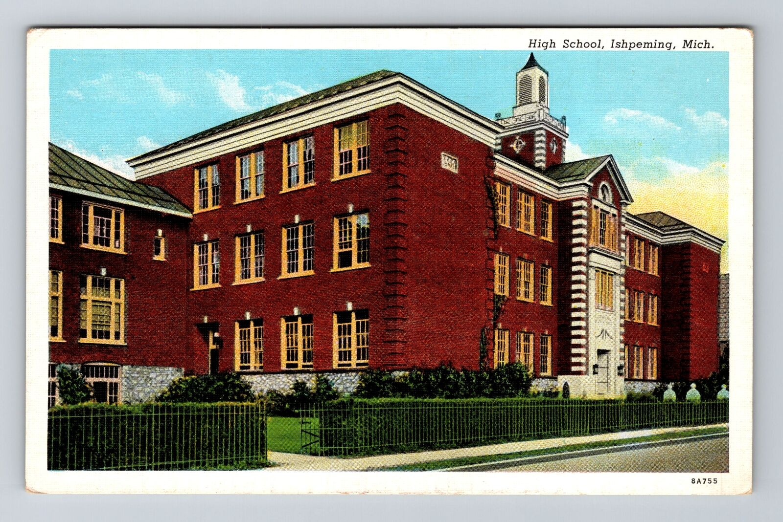 Ishpeming MI-Michigan, High School, Antique Vintage Souvenir Postcard