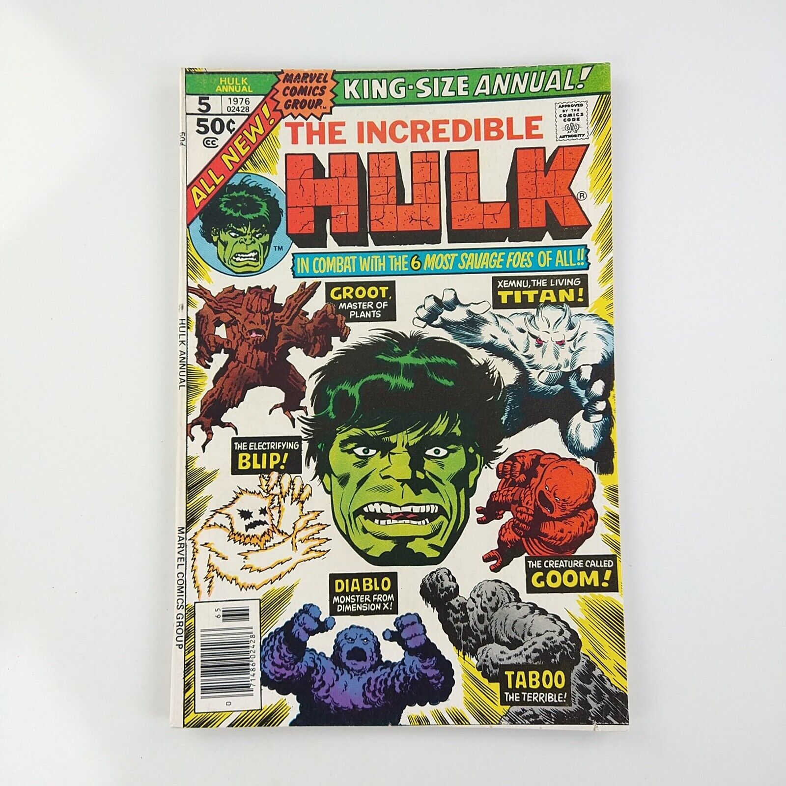 The Incredible Hulk Annual #5 2nd Groot Appearance, Xemnu (1976 Marvel Comics)