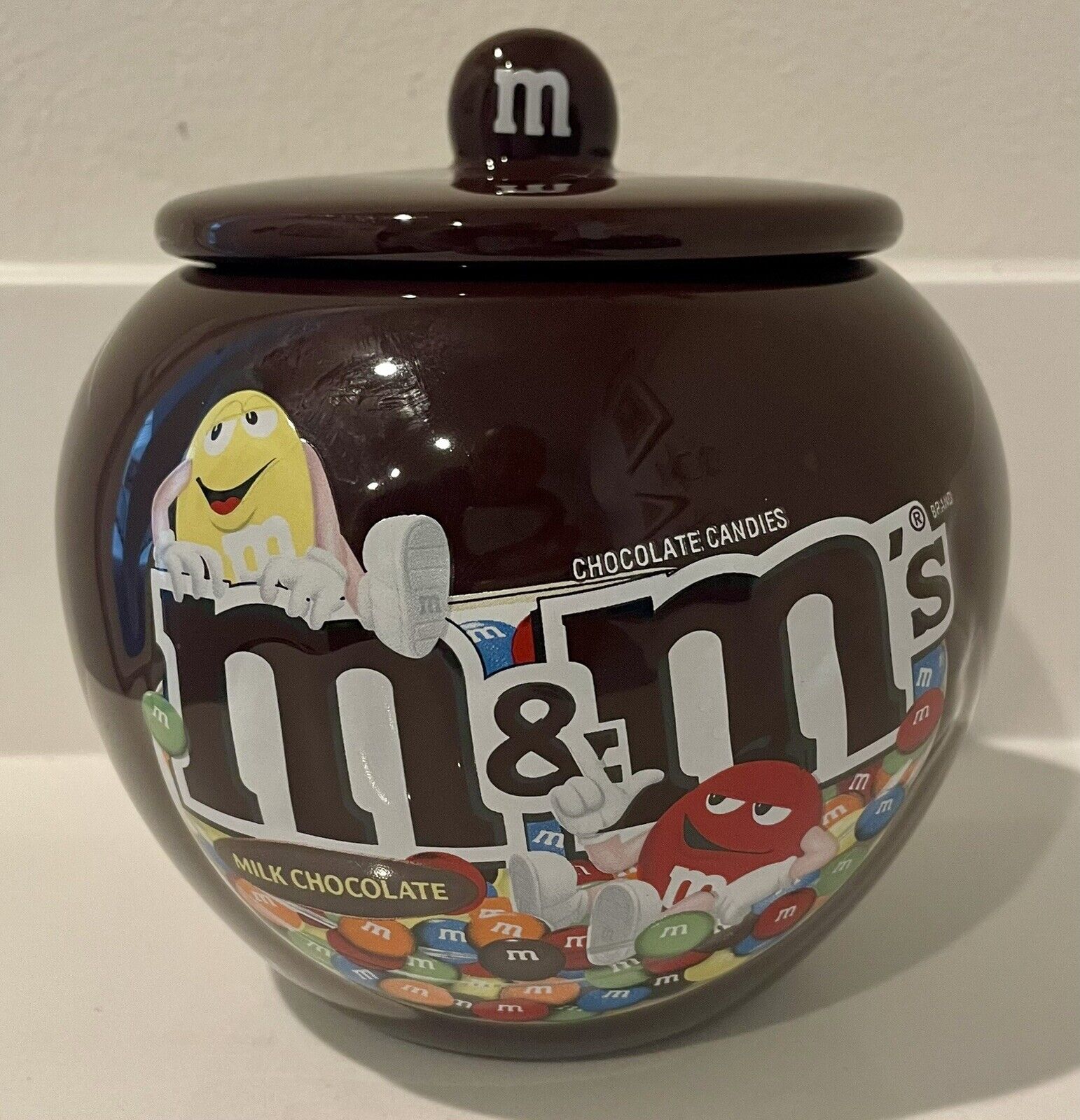 M&M\'s Candy Jar/Canister W/ Lid Chocolate Brown 2014