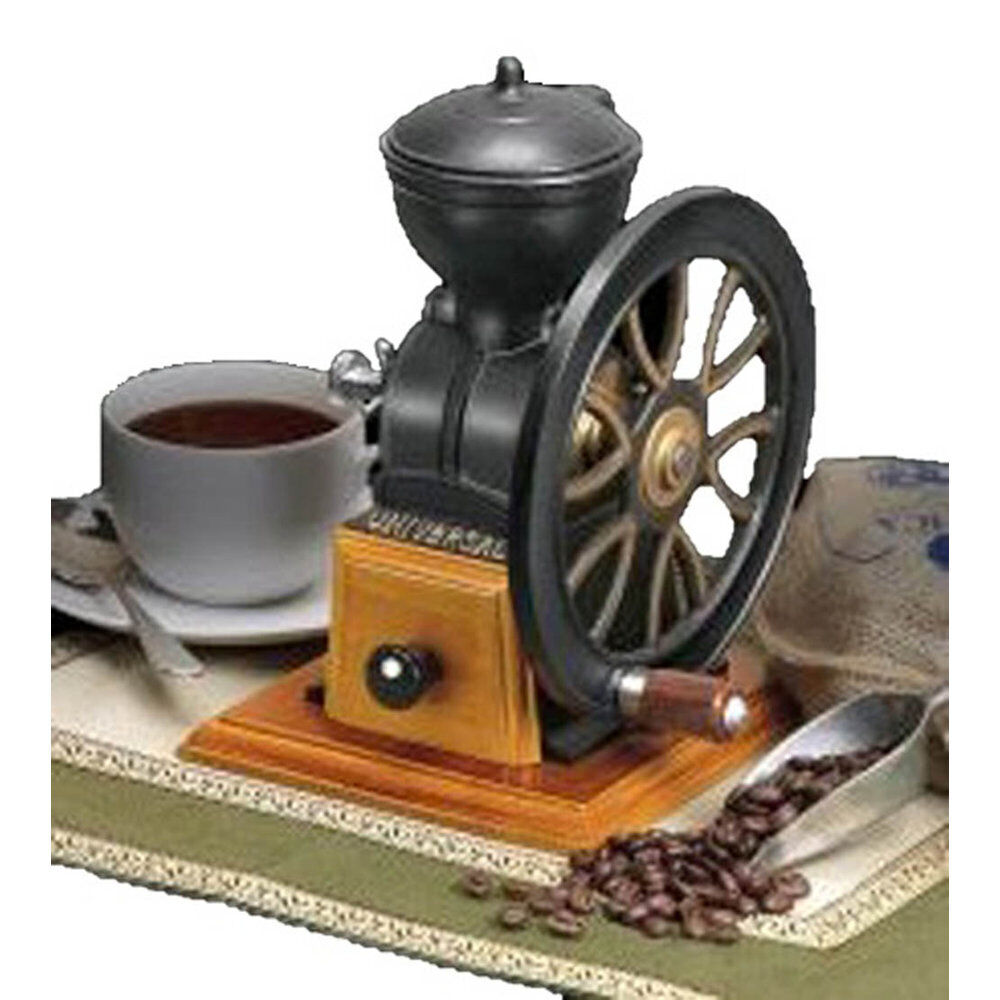Vintage Hand Crank Wheel Manual Cast Iron Coffee Bean Grinder Mill Burr Antique