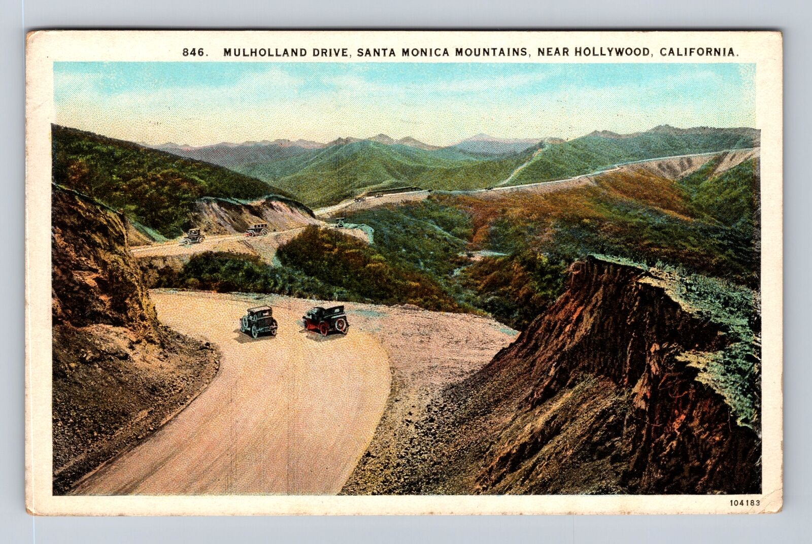 Hollywood CA- California, Mulholland Drive, Antique, Vintage c1926 Postcard