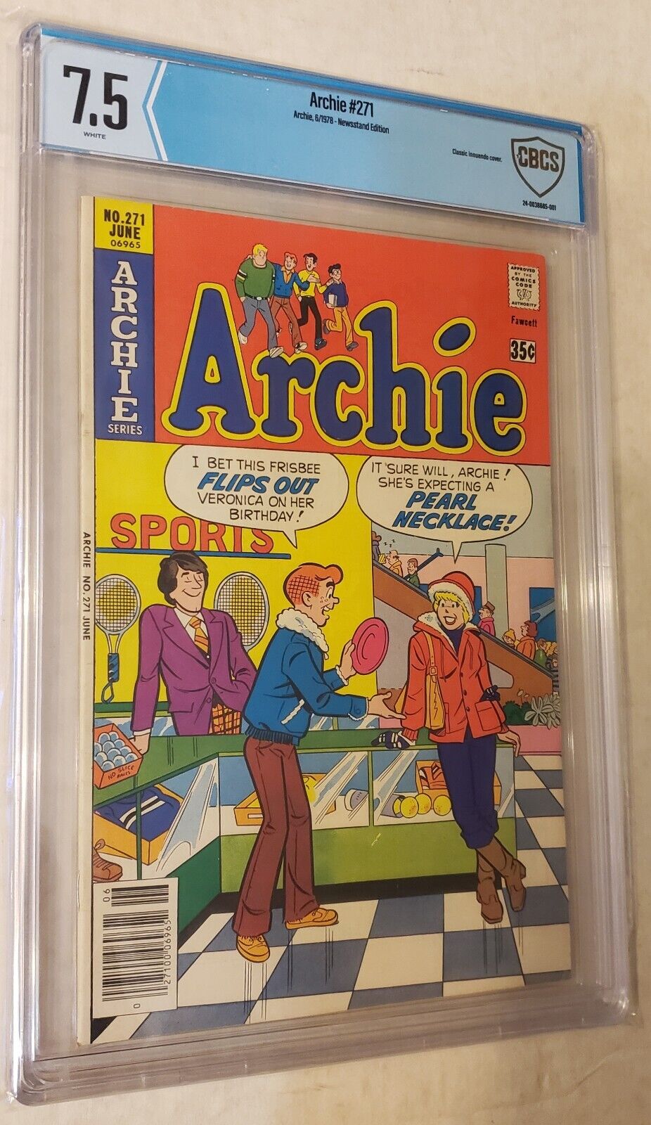 Archie Comics #271 Pearl Necklace INNUENDO cover CBCS 7.5 VF not CGC HIGH GRADE