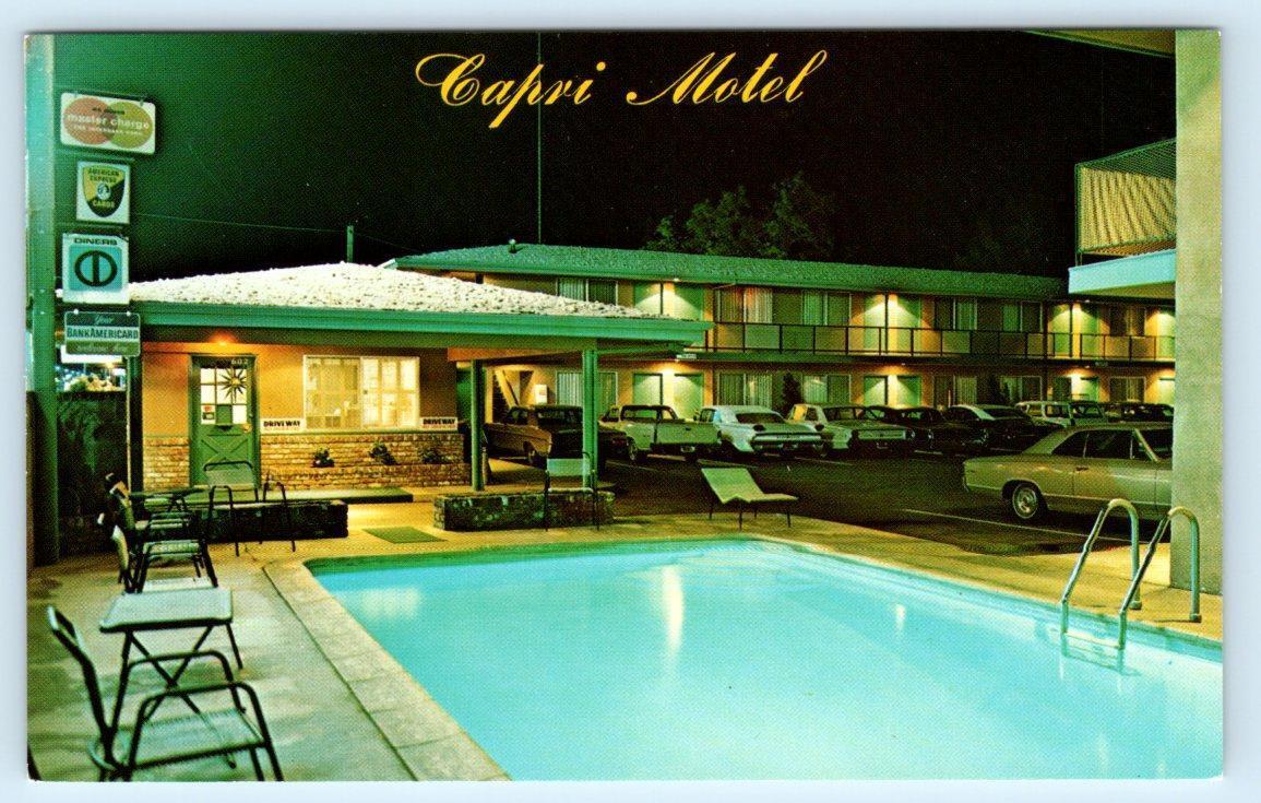 MODESTO, CA California ~ Roadside CAPRI MOTEL Bill & June Fitz c1960s Postcard