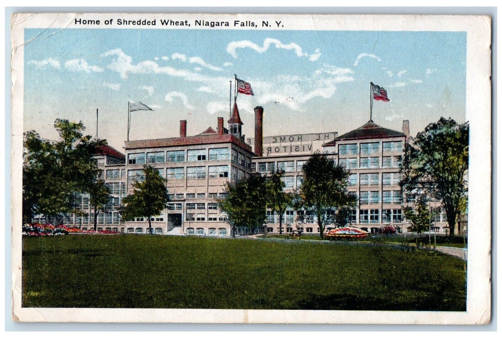 1917 Home Shredded Wheat Exterior Building Field Niagara Falls New York Postcard