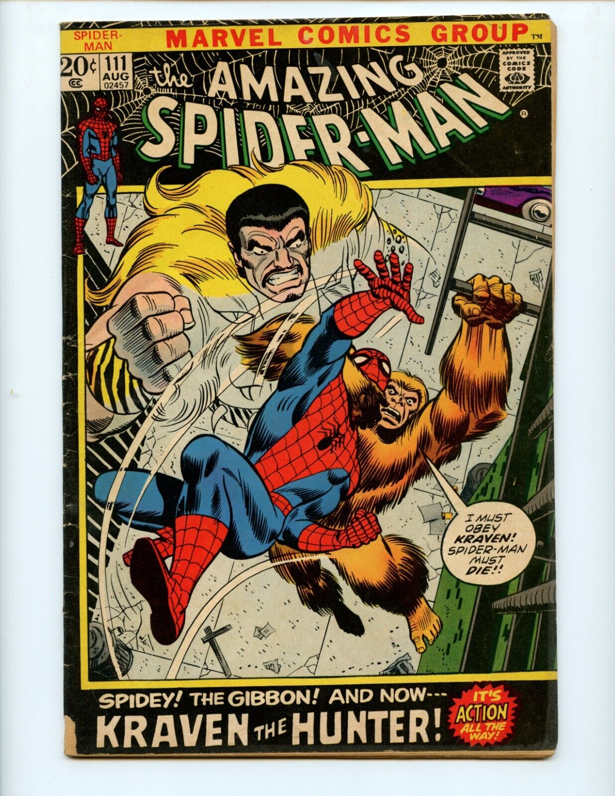 Amazing Spider-Man #111 Comic Book 1972 VG/FN Marvel Kraven Hunter Comics
