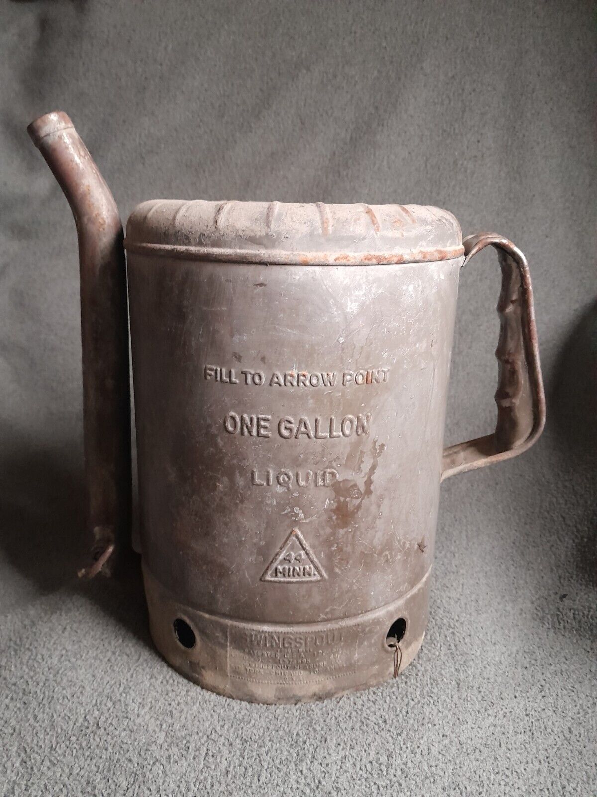Antique Galvanized Steel One Gallon Swingspout Service Station Working Oil Can 