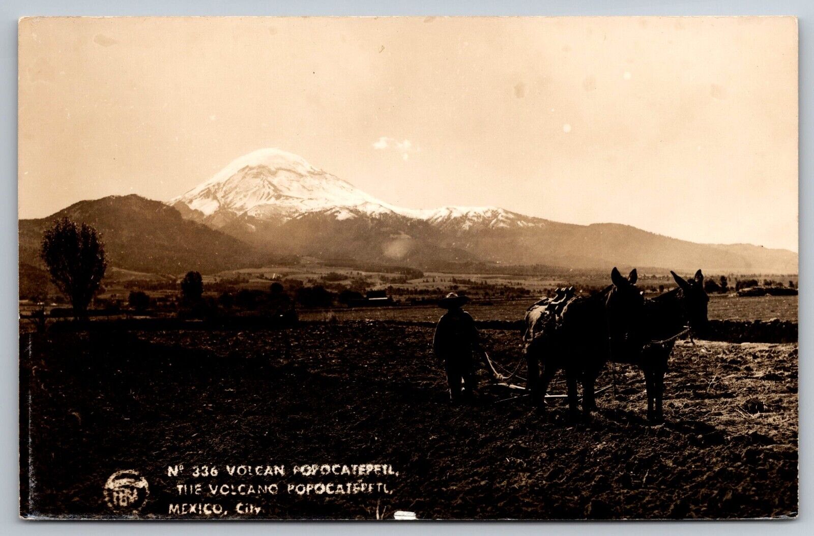 Popocatepetl Volcano. Mexico Real Photo Postcard. RPPC