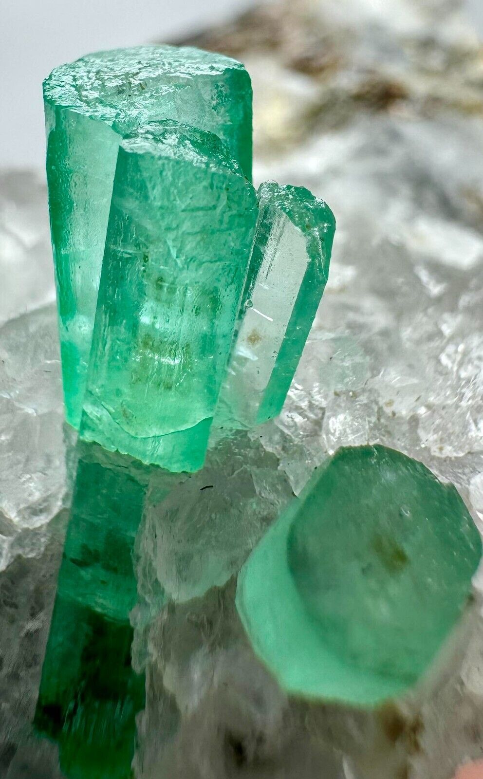 346 Ultra Rare Full Terminated Transparent Emerald Crystals On Matrix @PAK