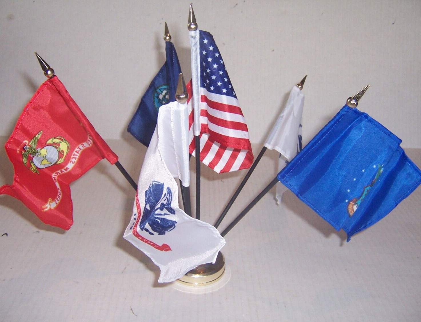 New 6 pc 4x6 inch US military flag desk set USMC ARMY NAVY Flags usa seller