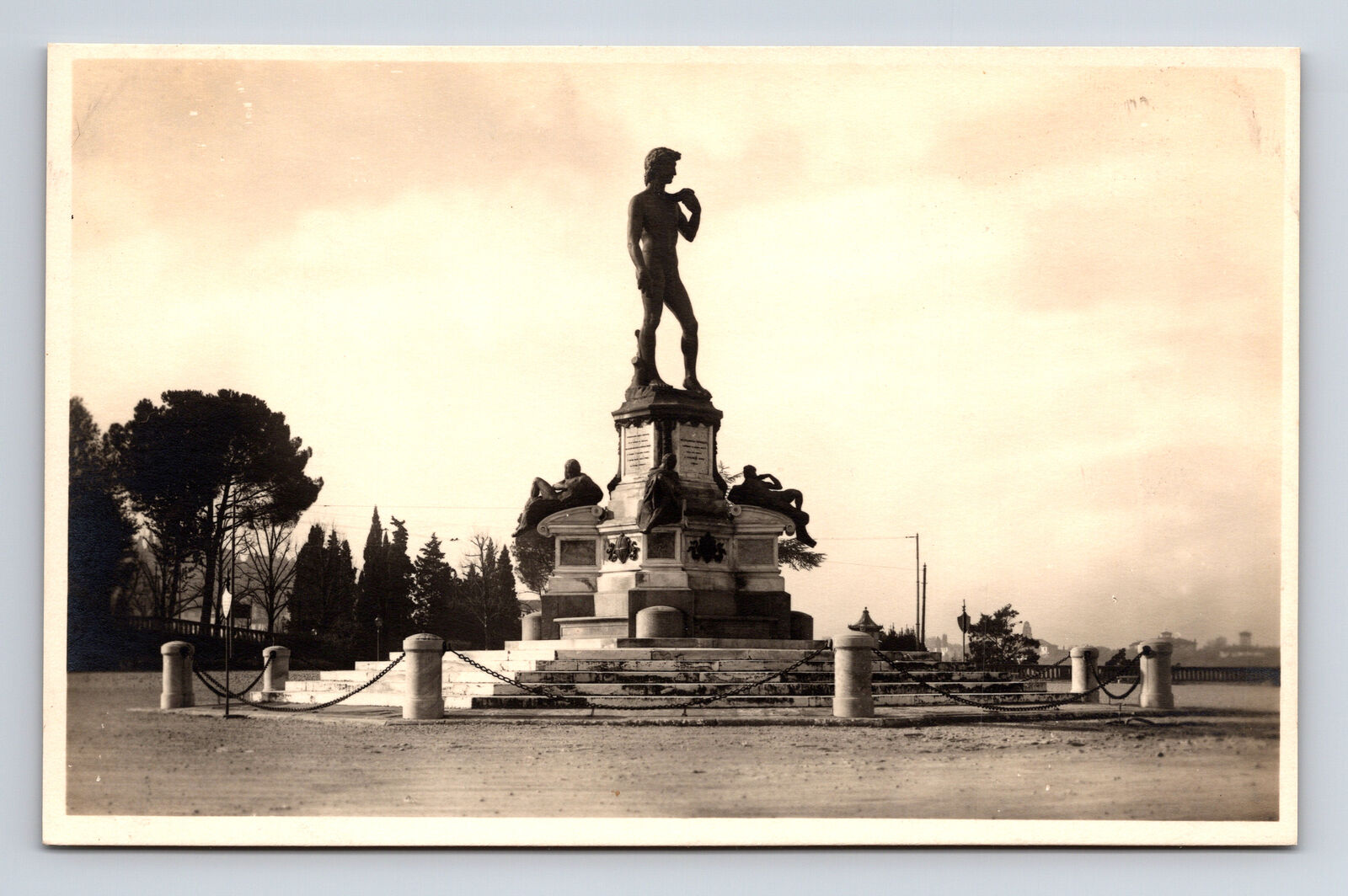 RPPC Piazzale Michelangelo Statue of David Florence Italy Postcard