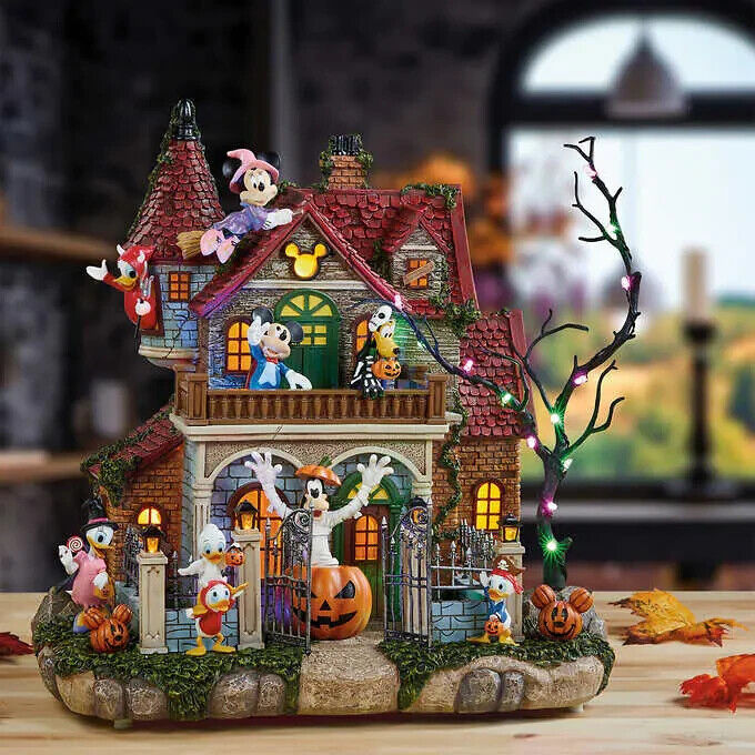 Disney Haunted Party House with Lights Music Halloween 2024 plays haunting music