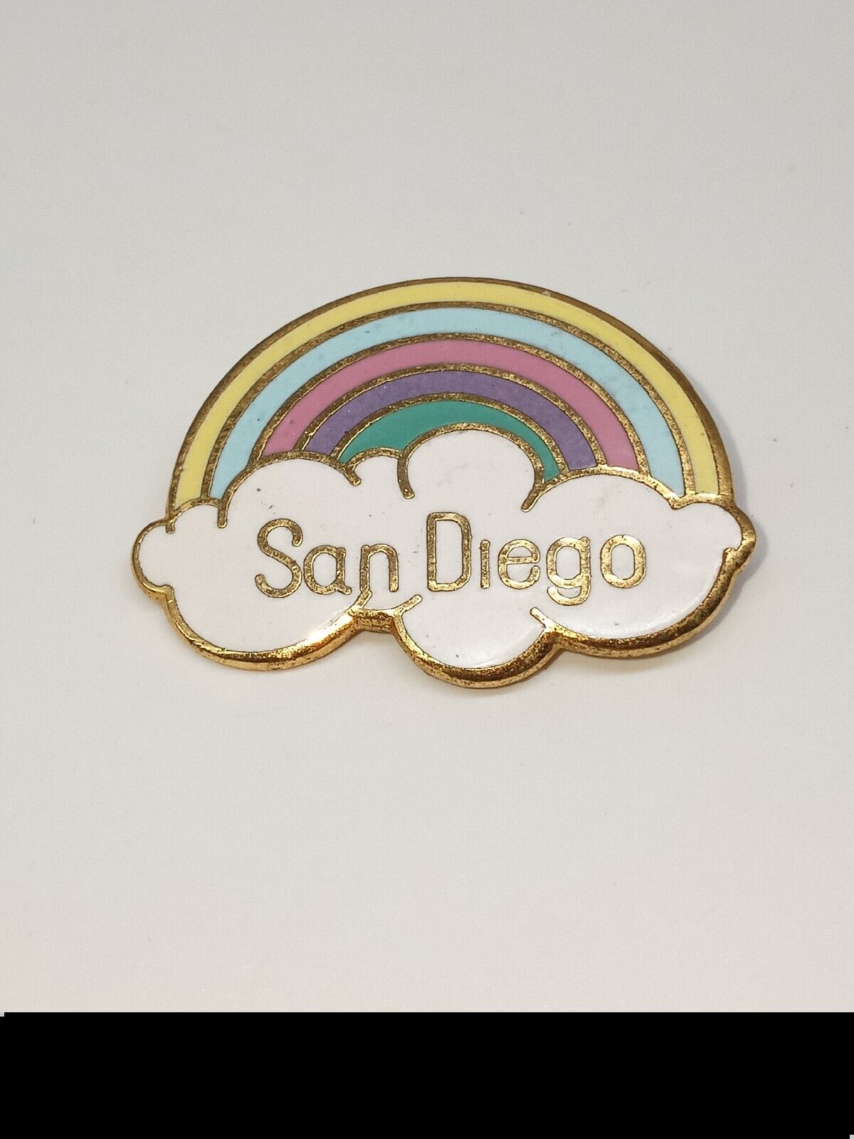 Vintage San Diego California Rainbow Clouds Lapel Pin Hat Pin Souvenir