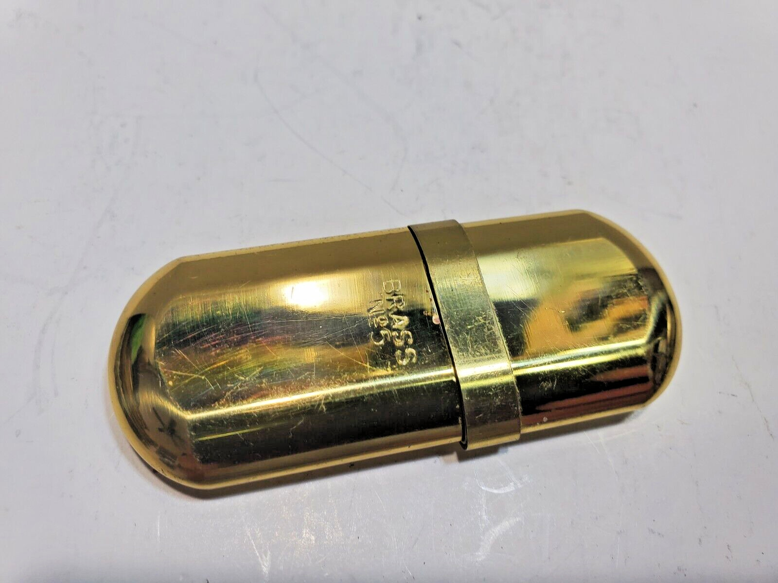NOS Working Vintage Brass No 5  Trench Lighter  6596-9/27