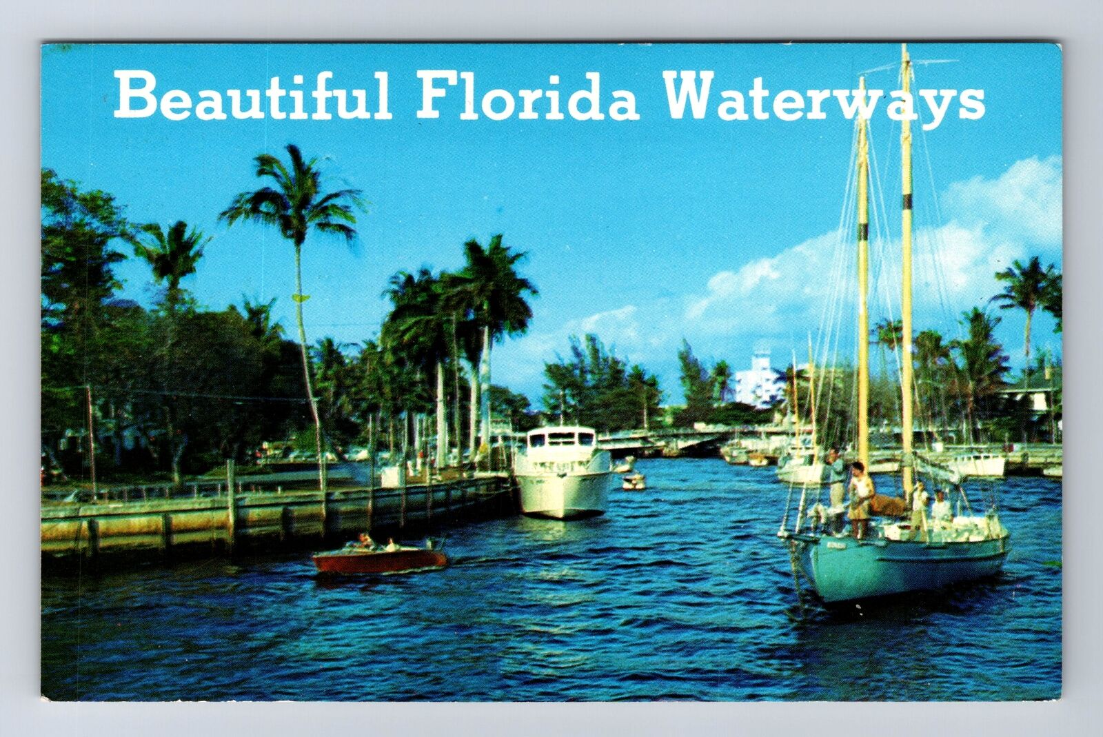 FL-Florida, Boats along Winding Waterways, Antique Vintage Souvenir Postcard
