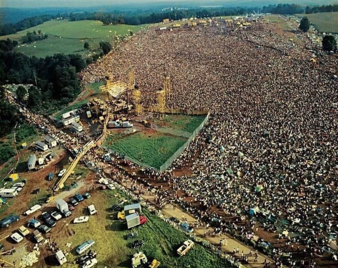 Aerial view of the Woodstock music festival 1969 8.5x11 reprint