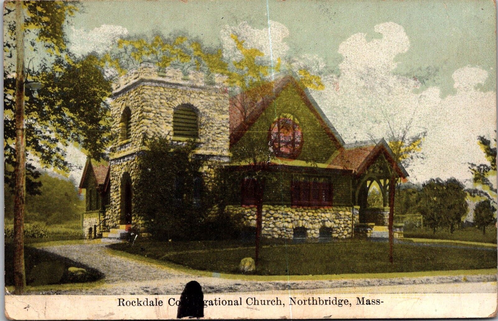 Rockdale Congregational Church, Northbridge MA c1911 Vintage Postcard R67