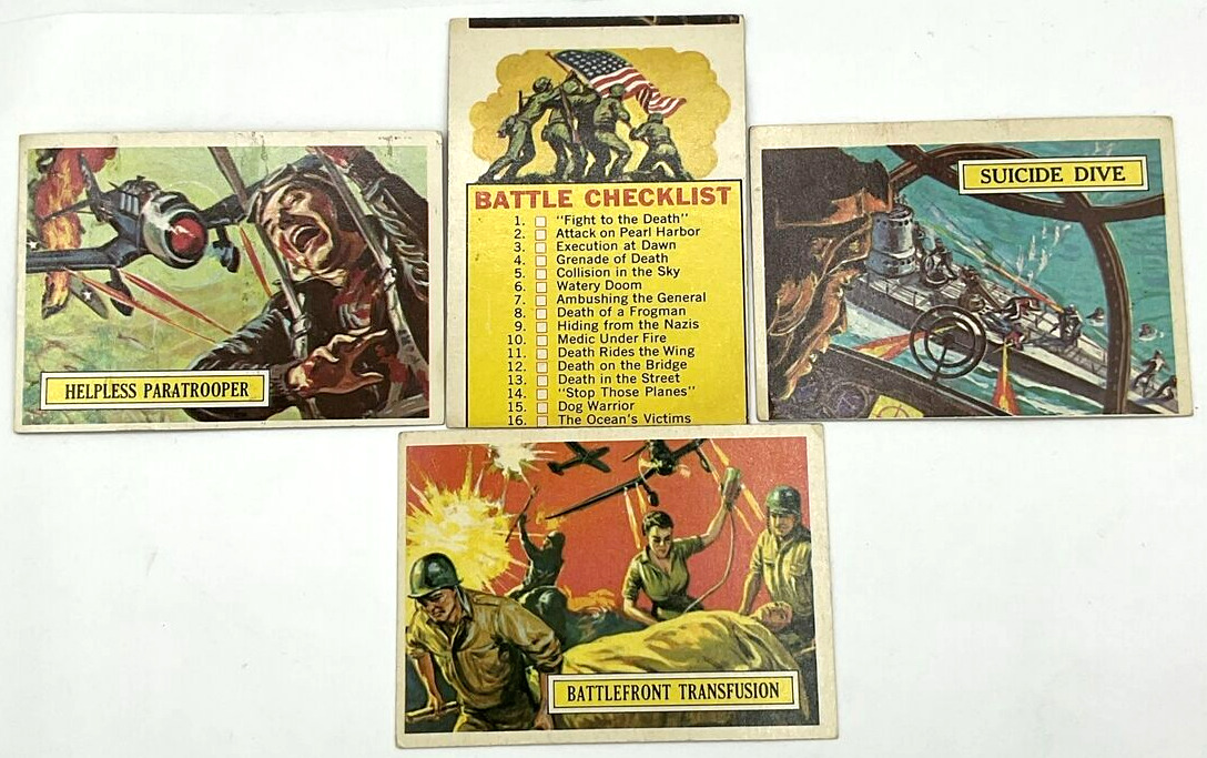 1965 Topps Battle Cards Checklist 66 Paratrooper 36 Dive 23 Battlefront 31 WWII