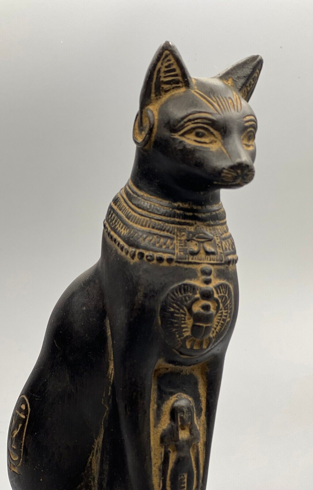 EGYPTIAN CAT BASTET Goddess Statue Antiques Egypt Black Sculpture Stone