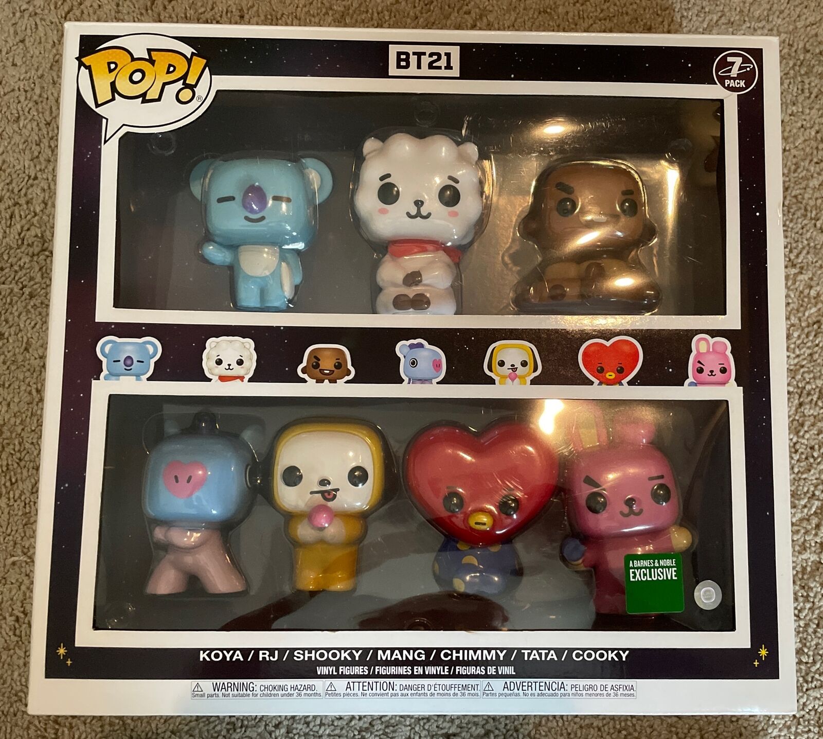 BT21 7 Pack Funko Pop Barnes & Noble Exclusive Chimmy Tata Cooky RJ Brand New