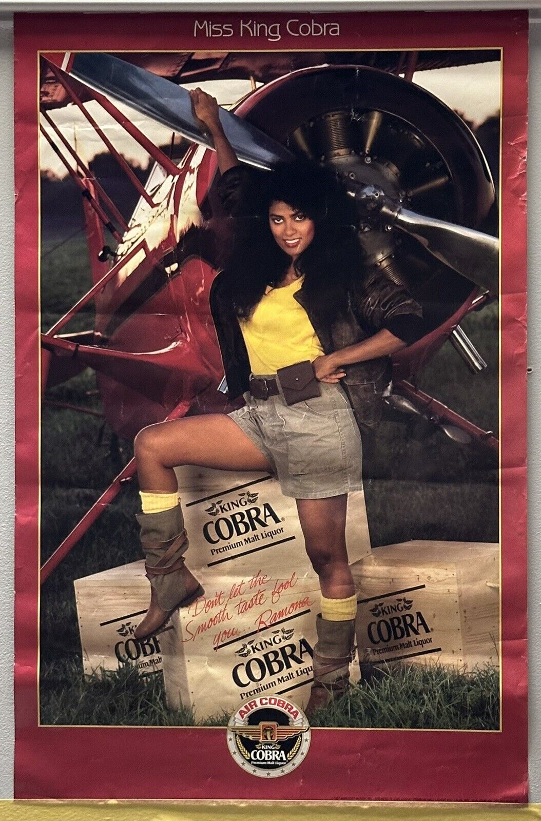 VTG 1987 Miss King Cobra Poster Anheuser-Busch Beer Liquor Advertising