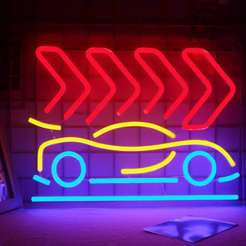 Car Neon Sign, Neon USB Manual Gearbox Design Gifts for Dad, LED Garage Lamp