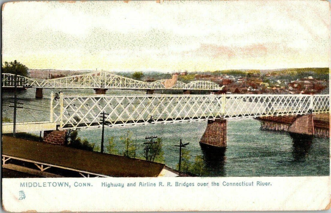 1906. MIDDLETOWN,CONN.HWY & AIRLINE R.R. BRIDGES. POSTCARD II9