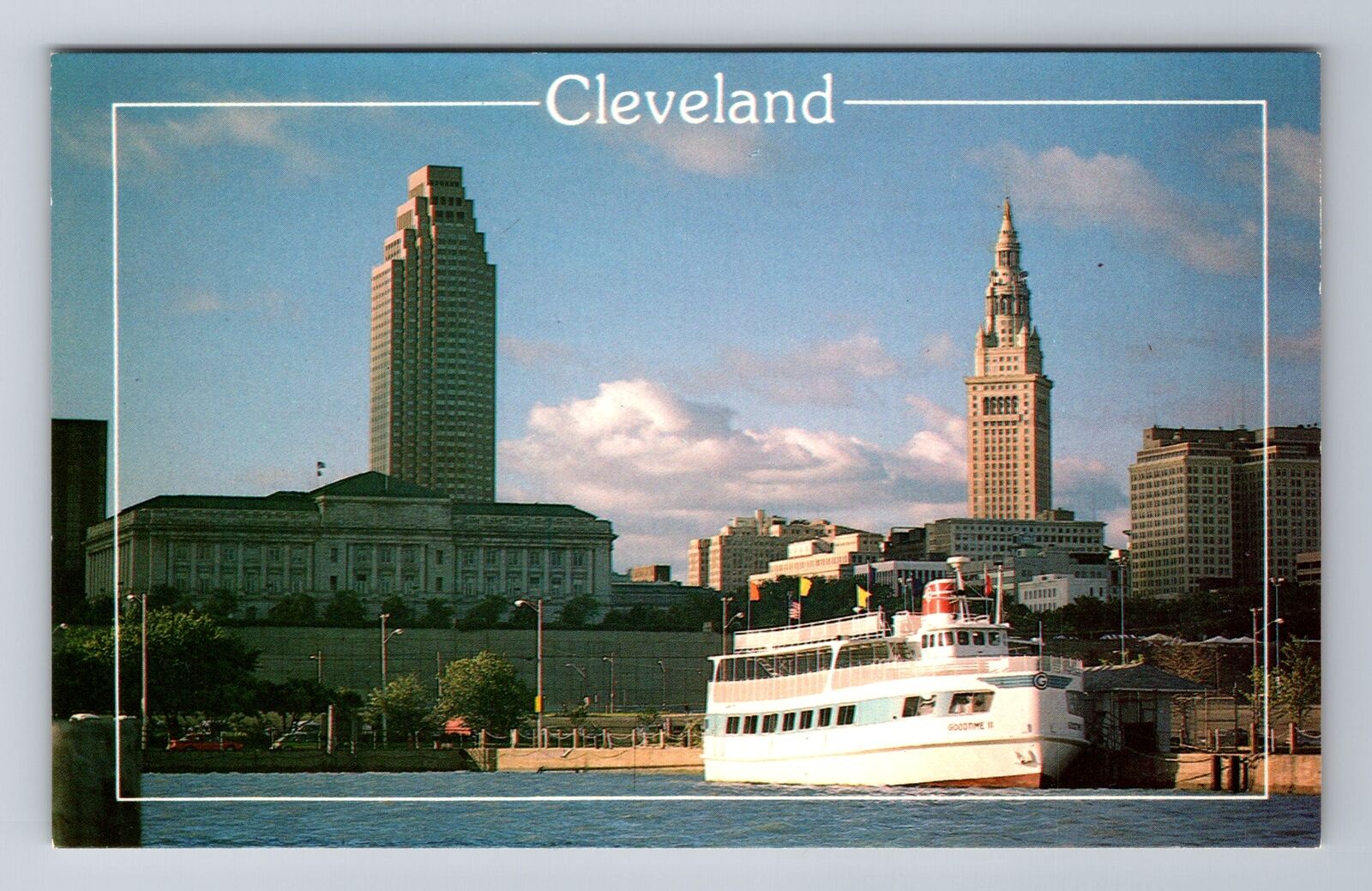 Cleveland OH-Ohio, View Of City And Boat Area, Antique Souvenir Vintage Postcard