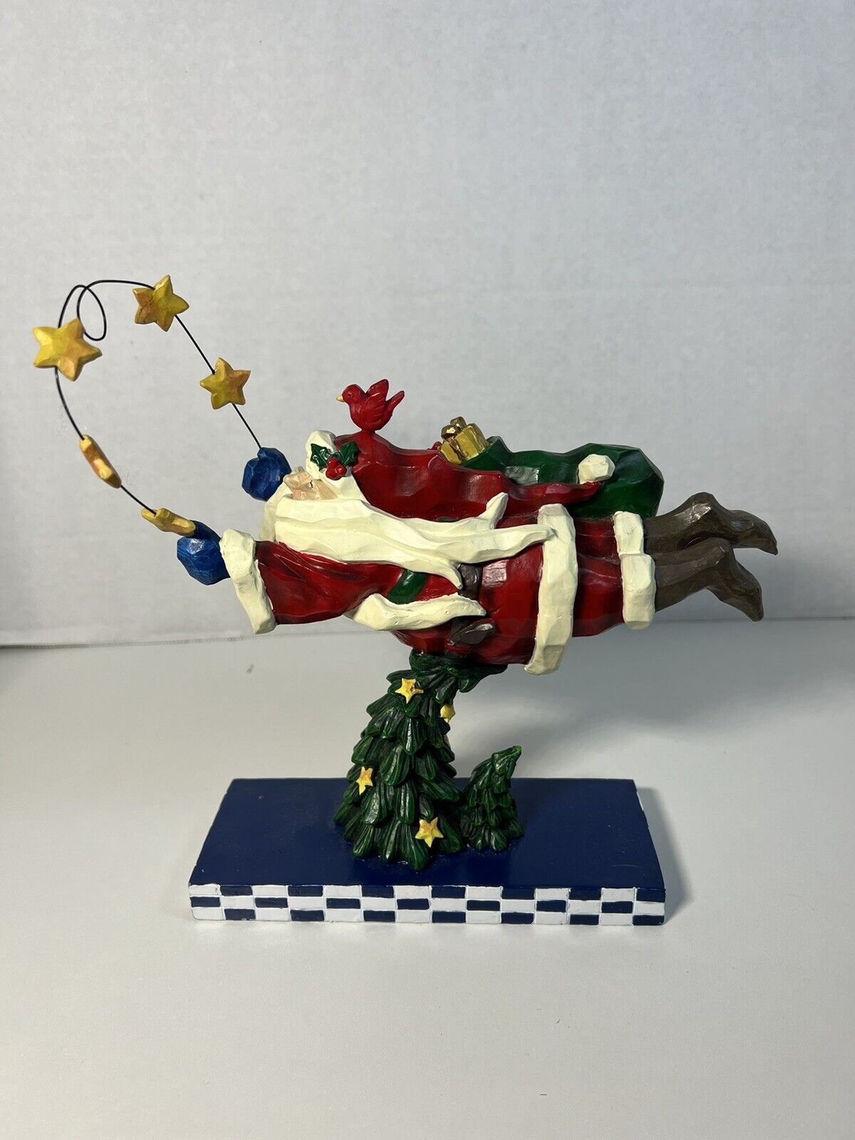 Flying Santa On A Christmas Tree With A Red Bird Table Decoration 8 Inches