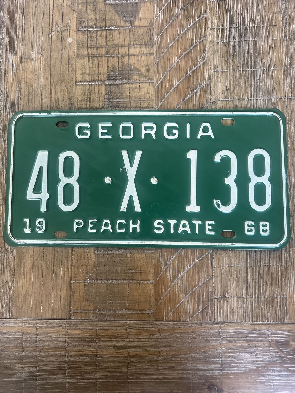 1968 Georgia License Plate 48 X 138 Looks To Have Never Been Mounted.